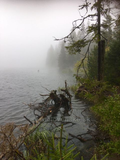 Štrbské pleso v mlze